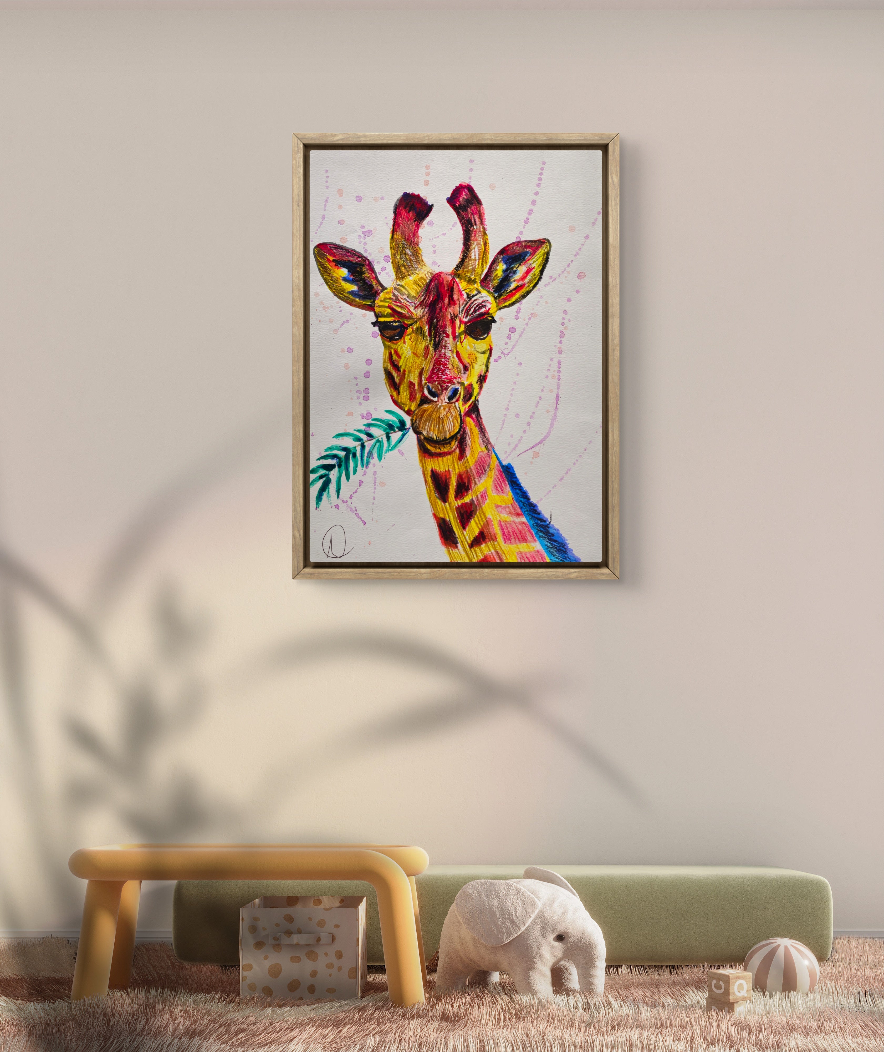 A3 Funky Giraffe Print (FREE UK Postage)
