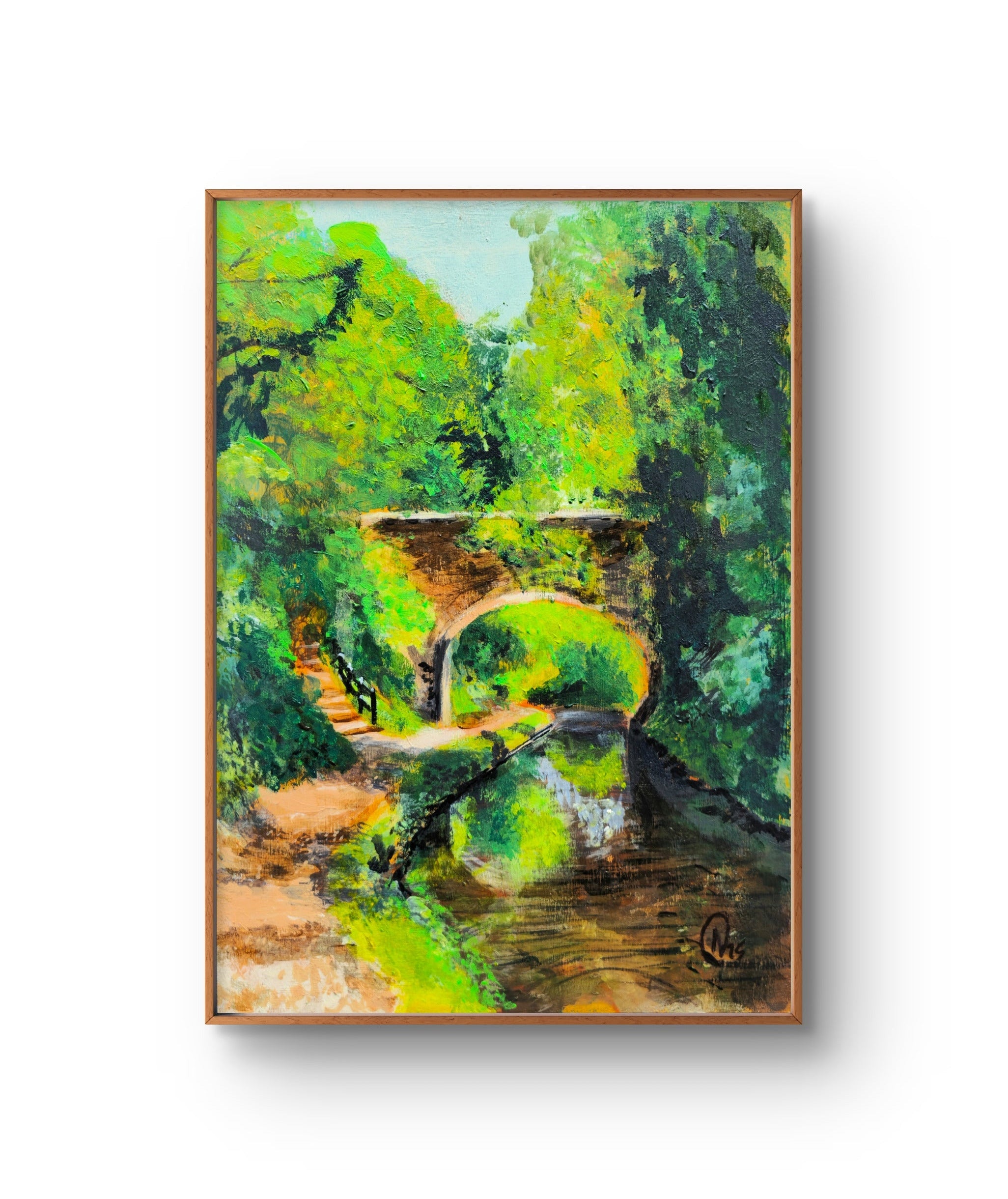 A3 Plein Air Bridge 60 on Trent and Mersey Canal Original painted on Birch Plyboard